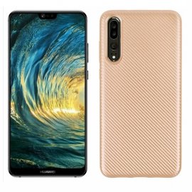 Funda Huawei P20 Pro TPU Fibra Carbono Dorada