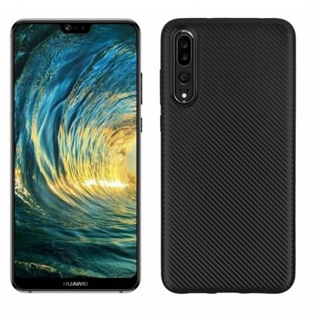 Funda Huawei P20 Pro TPU Fibra Carbono Negra