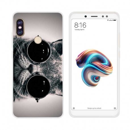 Funda Xiaomi Redmi Note 5 Pro Gel Dibujo Gato Con Gafas
