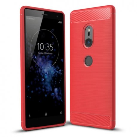 Funda Sony Xperia XZ2 Gel Hybrida Cepillada Roja