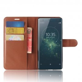 Funda cuero Flip Sony Xperia XZ2 Marron