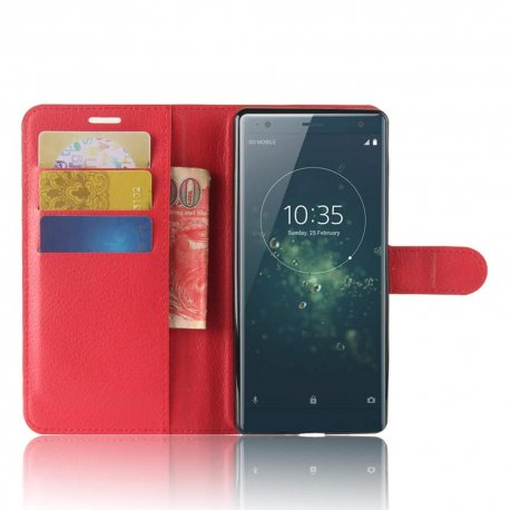 Funda cuero Flip Sony Xperia XZ2 Roja