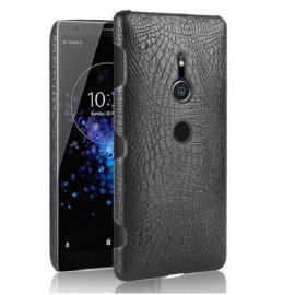 Carcasa Sony Xperia XZ2 Cuero Estilo Croco Negra