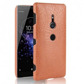 Carcasa Sony Xperia XZ2 Cuero Estilo Croco Marron