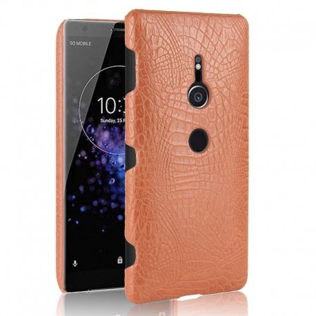 Carcasa Sony Xperia XZ2 Cuero Estilo Croco Marron