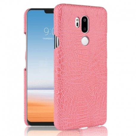Carcasa LG G7 Cuero Estilo Croco Rosa