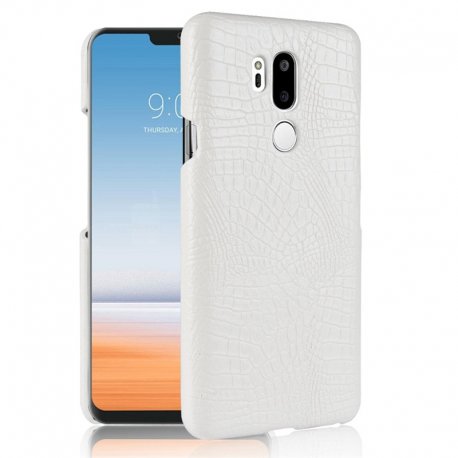 Carcasa LG G7 Cuero Estilo Croco Blanca