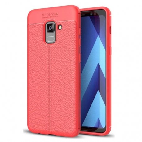 Funda Galaxy A8 2018 Gel Cuero 3D Rojo