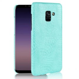 Carcasa Samsung Galaxy A8 Plus 2018 Cuero Estilo Croco Turquesa