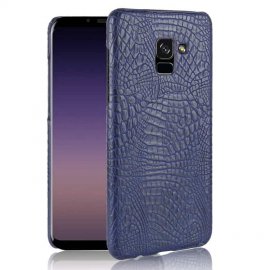 Carcasa Samsung Galaxy A8 Plus 2018 Cuero Estilo Croco Azul