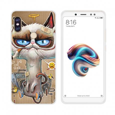 Funda Xiaomi Mi A2 Gel Dibujo Gato Feo