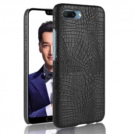 Carcasa Honor 10 Cuero Estilo Croco Negra