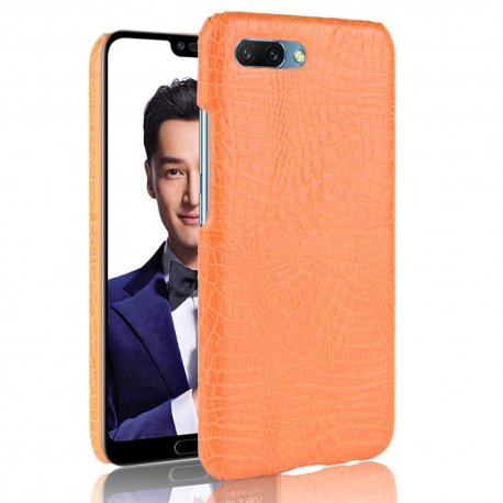 Carcasa Honor 10 Cuero Estilo Croco Naranja