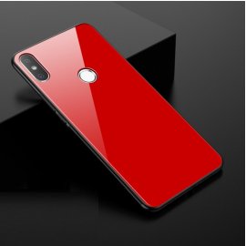 Funda Xiaomi MI 8 Silicone con trasera Cristal Templado Roja