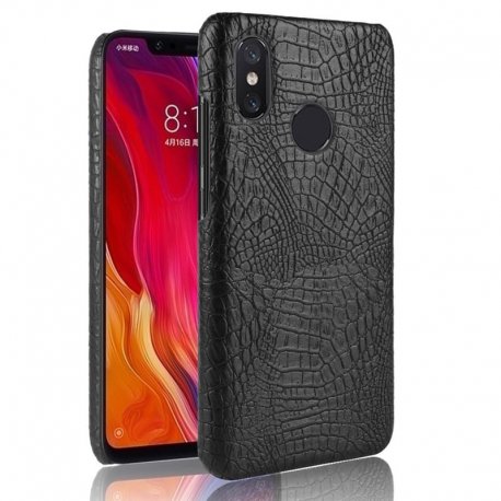 Carcasa Xiaomi MI 8 Cuero Estilo Croco Negra