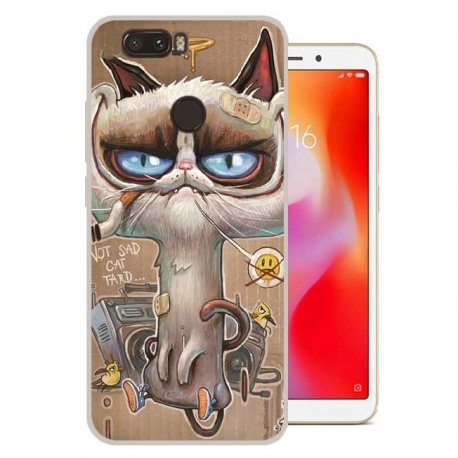 Funda Xiaomi Redmi 6 Gel Dibujo Gato Feo