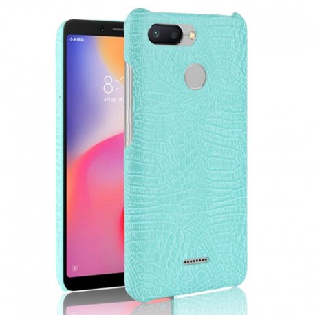 Carcasa Xiaomi Redmi 6 Cuero Estilo Croco Turquesa