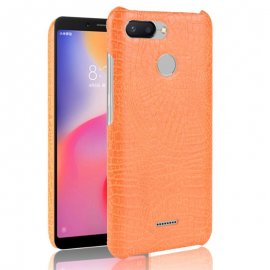 Carcasa Xiaomi Redmi 6 Cuero Estilo Croco Naranja