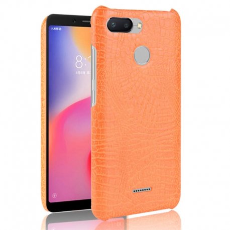Carcasa Xiaomi Redmi 6 Cuero Estilo Croco Naranja