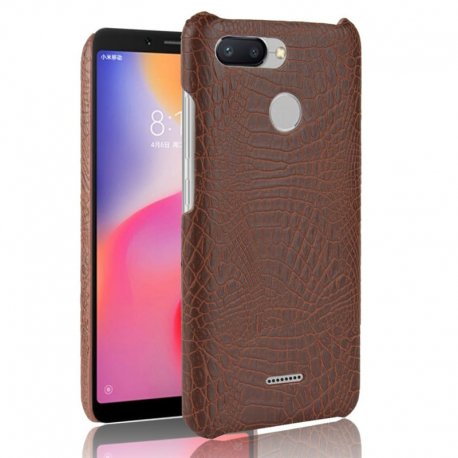 Carcasa Xiaomi Redmi 6 Cuero Estilo Croco Marron