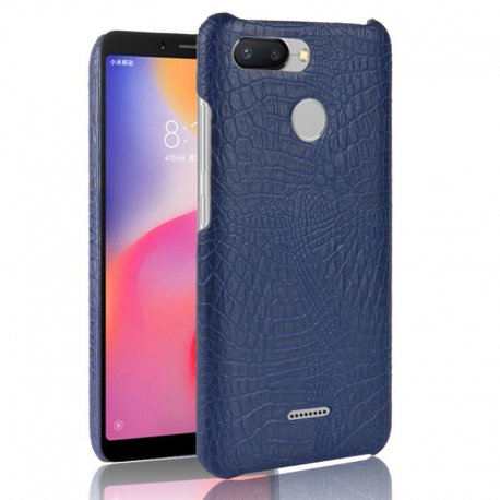 Carcasa Xiaomi Redmi 6 Cuero Estilo Croco Azul