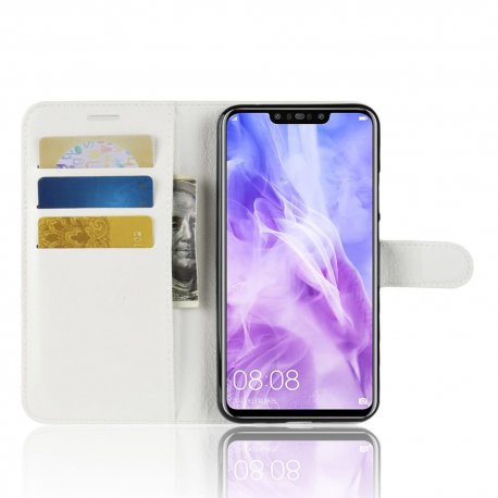 Funda cuero Flip Huawei P Smart Plus Blanca