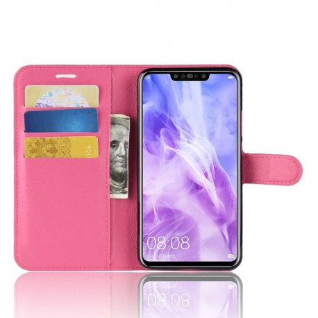 Funda cuero Flip Huawei P Smart Plus Fucsia