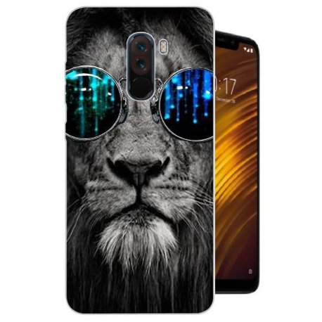 Funda Pocophone F1 Gel Dibujo Leon con Gafas
