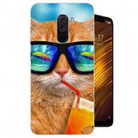Funda Pocophone F1 Gel Dibujo Gato Playero