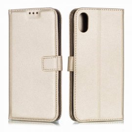 Funda cuero Flip iPhone XS Dorado