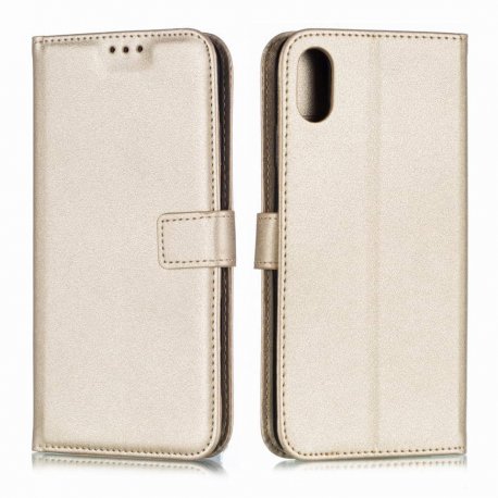 Funda cuero Flip iPhone XS Dorado