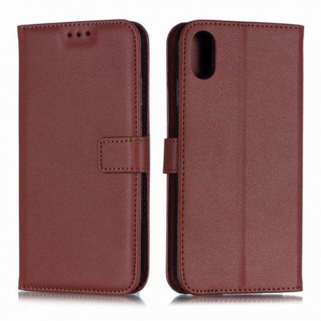 Funda cuero Flip iPhone XS Marron