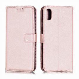 Funda cuero Flip iPhone XS Oro Rosado