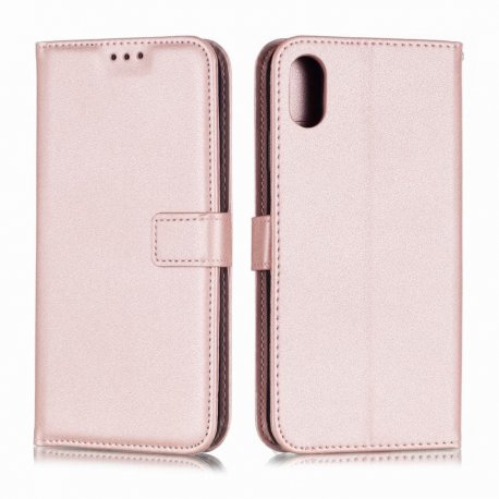 Funda cuero Flip iPhone XS Oro Rosado
