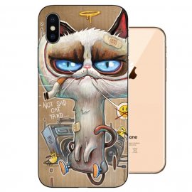 Funda iPhone XS Gel TPU Dibujo Gato Malo