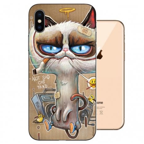 Funda iPhone XS Gel TPU Dibujo Gato Malo