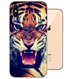 Funda iPhone XS Gel TPU Dibujo Tigre