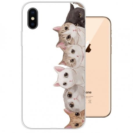 Funda iPhone XS Gel TPU Dibujo Gatitos