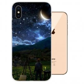 Funda iPhone XS Gel TPU Dibujo Noche