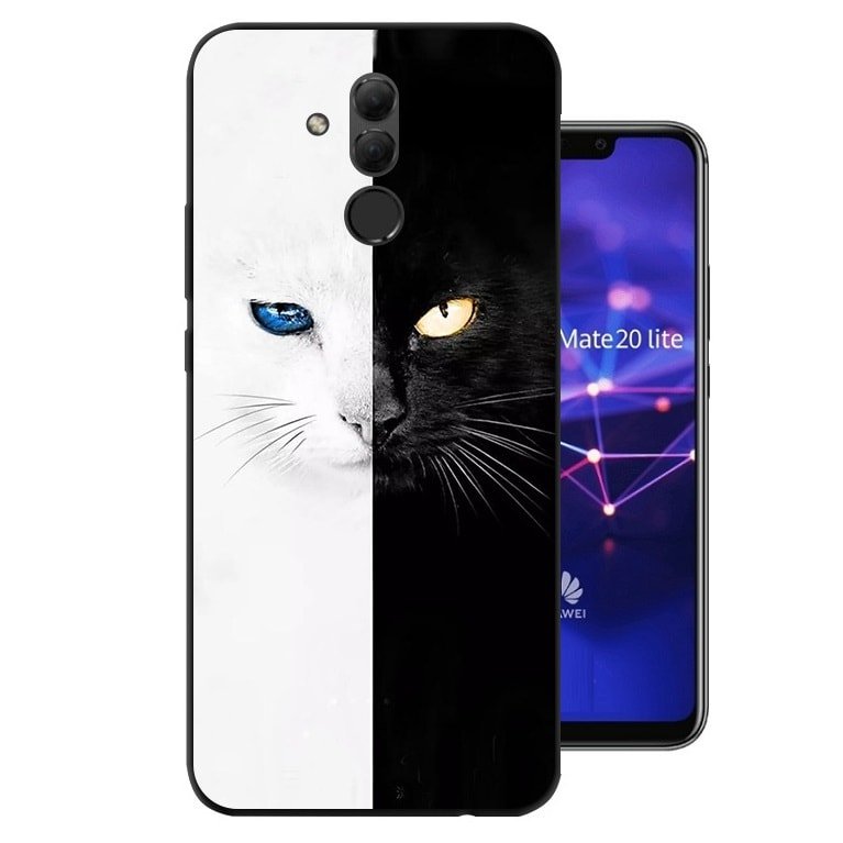 Funda Huawei Mate 20 Lite Gel Dibujo Negro y Blanco de alta calidad.
