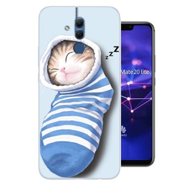 Funda Huawei Mate 20 Lite Gel Dibujo Gatito de alta calidad.