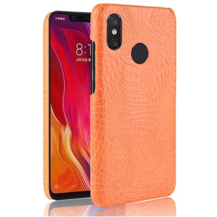 Funda carcasa cuero cocrodilo Naranja Xiaomi Note 6 Pro