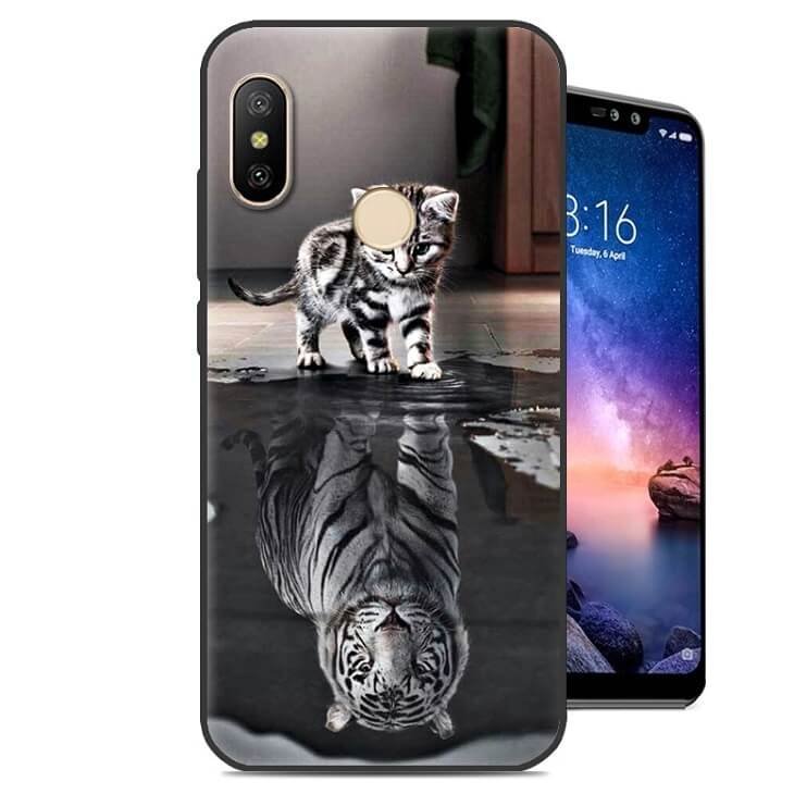Funda Xiaomi Redmi Note 6 Pro Gel Dibujo Gato Espejo