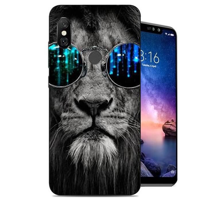 Funda Xiaomi Redmi Note 6 Pro Gel Dibujo Leon con Gafas
