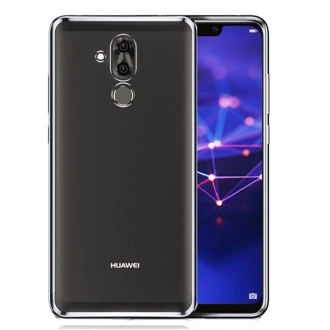 Funda Huawei Mate 20 Lite Gel Transparente con bordes Plateados