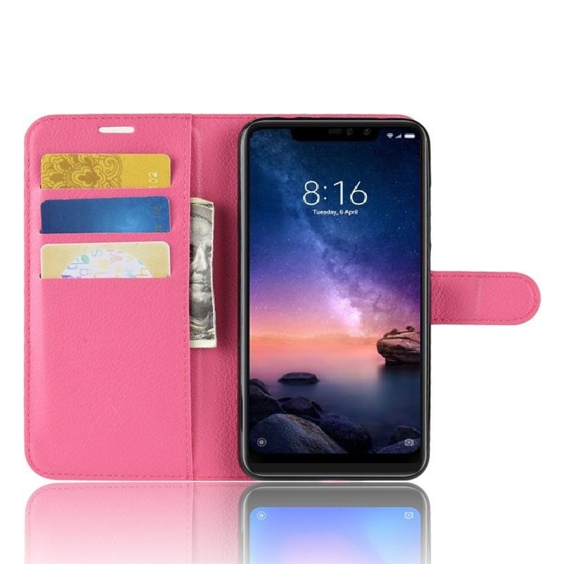 Funda Libro Xiaomi Redmi Note 6 Pro Soporte Fucsia.