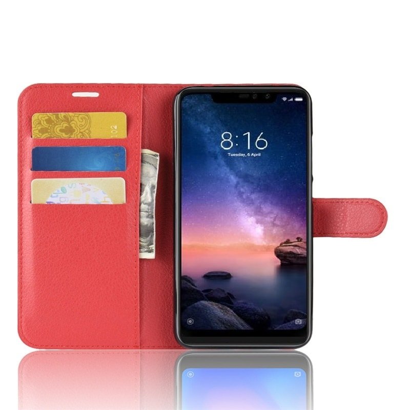 Funda Libro Xiaomi Redmi Note 6 Pro Soporte Roja.
