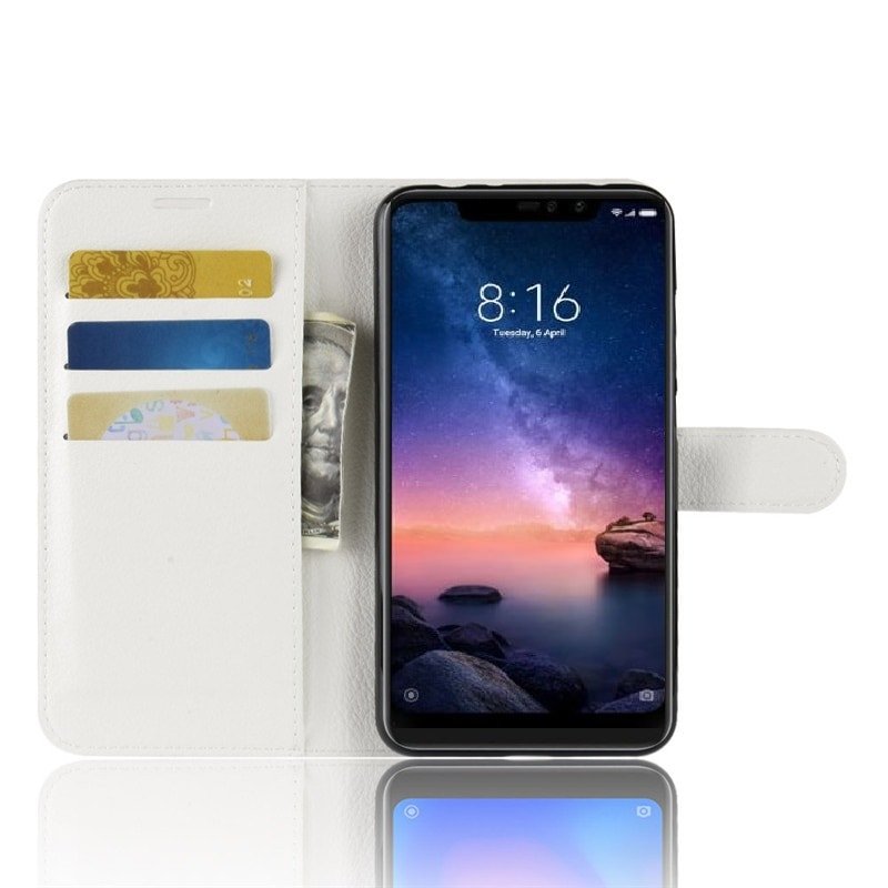 Funda Libro Xiaomi Redmi Note 6 Soporte Blanca.