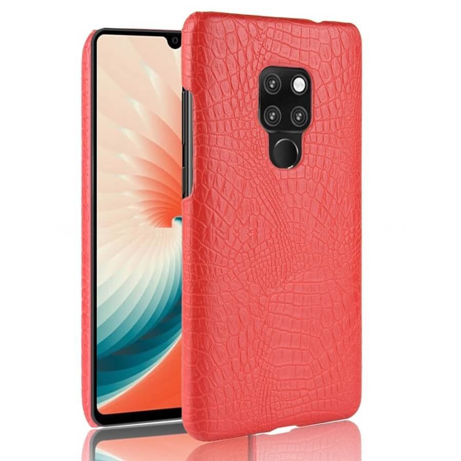Funda carcasa cuero cocrodilo Roja Huawei Mate 20