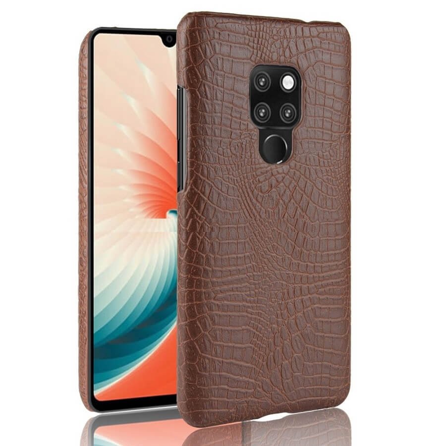 Funda carcasa cuero cocrodilo Marron Huawei Mate 20